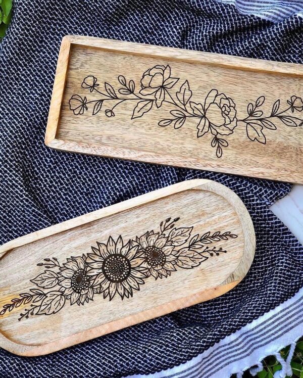 Floral Wooden Tray - Image 3