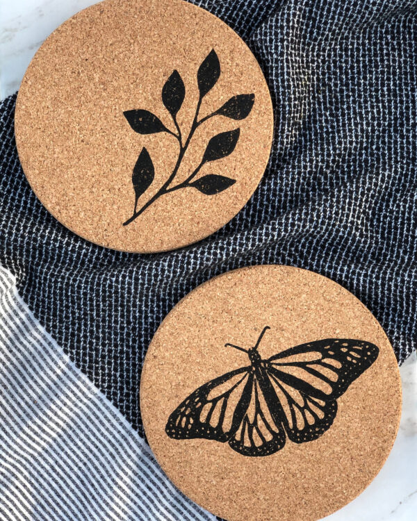 Block Printed Cork Trivets - Fall Collection - Image 9