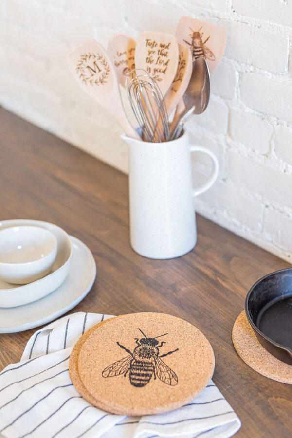 Block Printed Cork Trivets - Garden Collection - Image 5