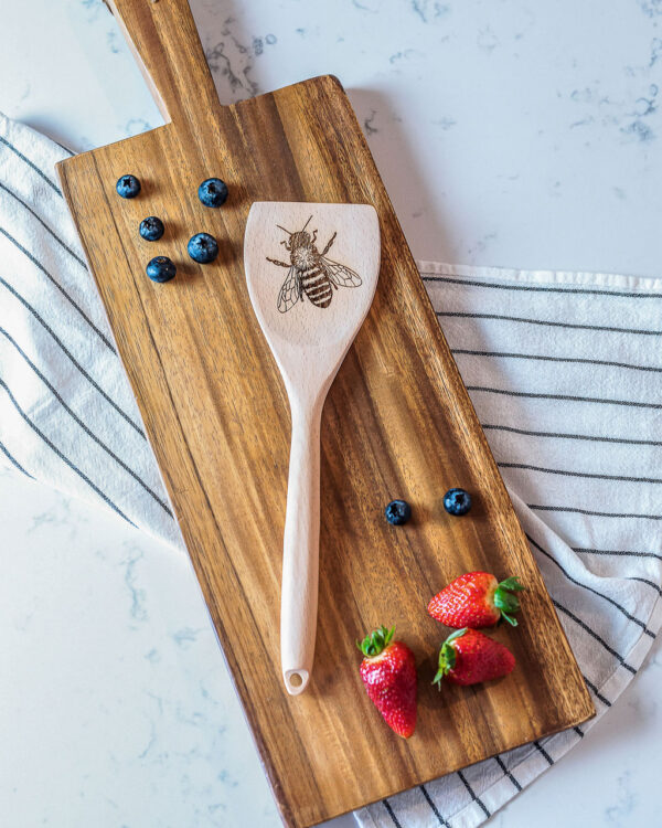 Honey Bee Engraved Wooden Spatula - Image 3