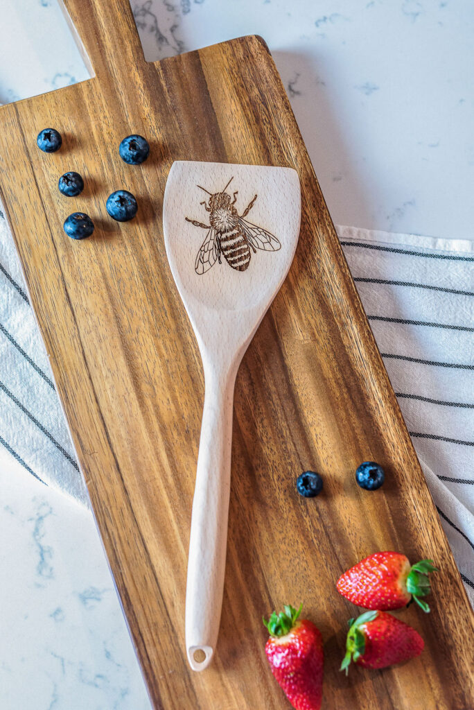 Honey Bee Engraved Wooden Spatula