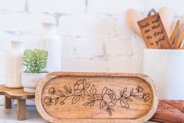 Floral Wooden Tray - Image 5