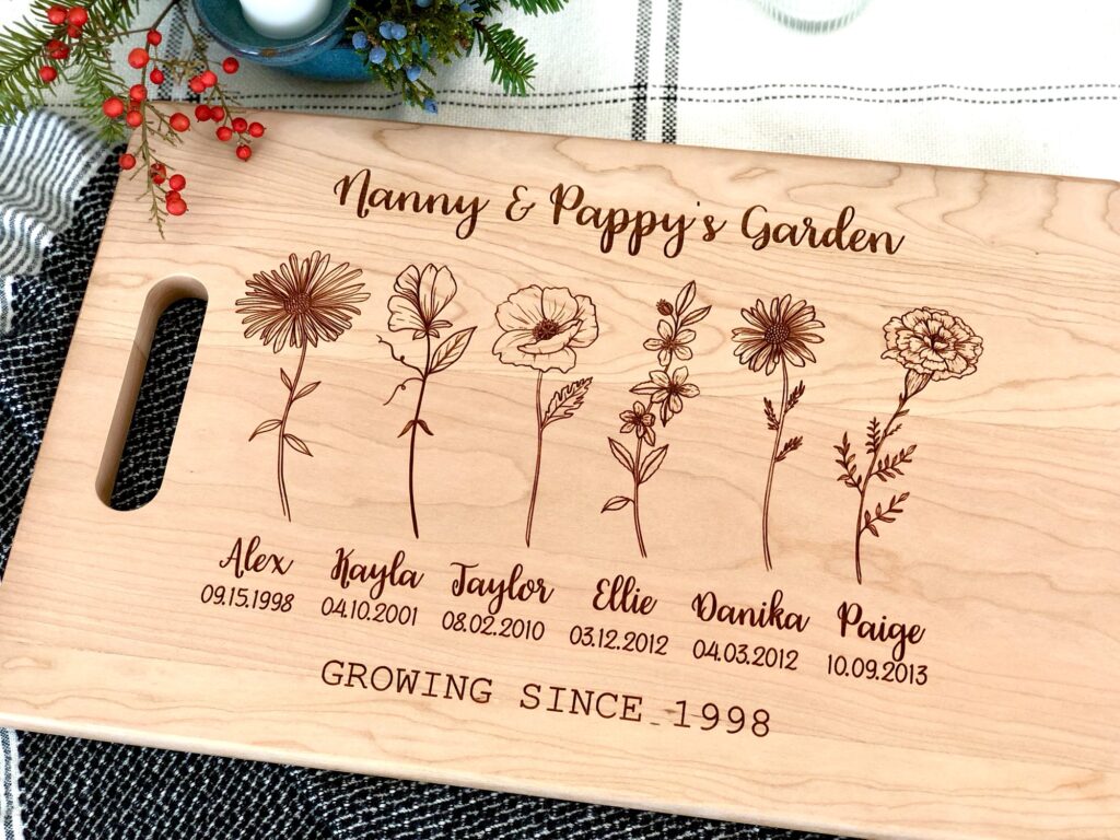 Grandkids Birth Flowers Custom Board