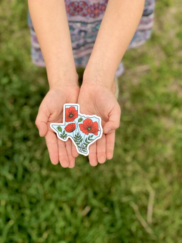 Red Poppy Texas Sticker - Image 2