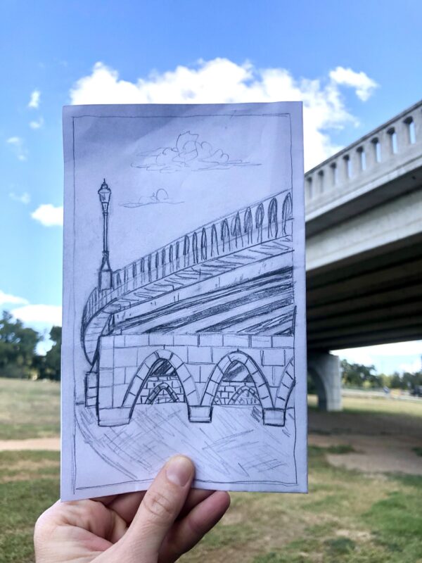 San Gabriel Bridge - hand carved linocut print - Image 3