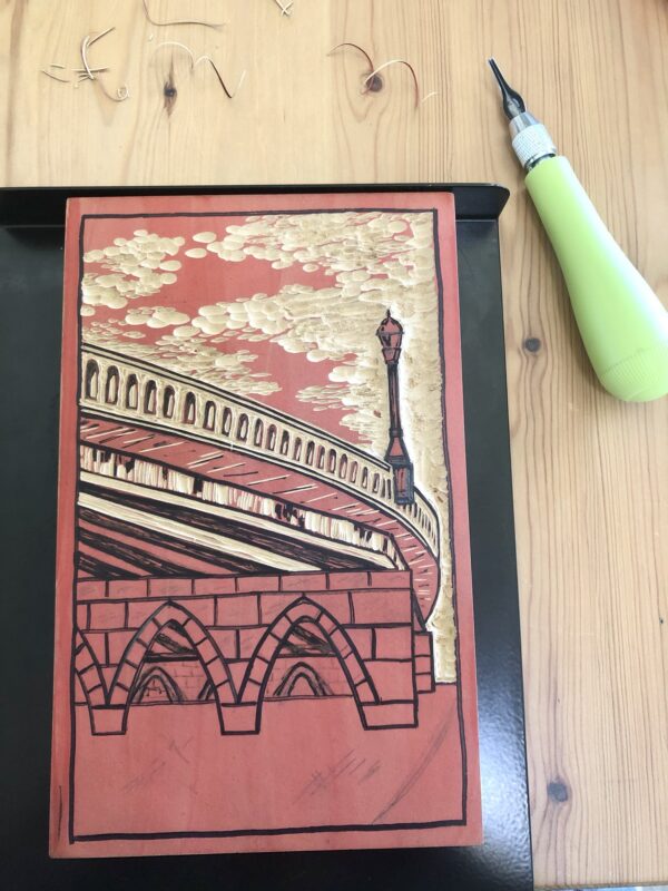 San Gabriel Bridge - hand carved linocut print - Image 4