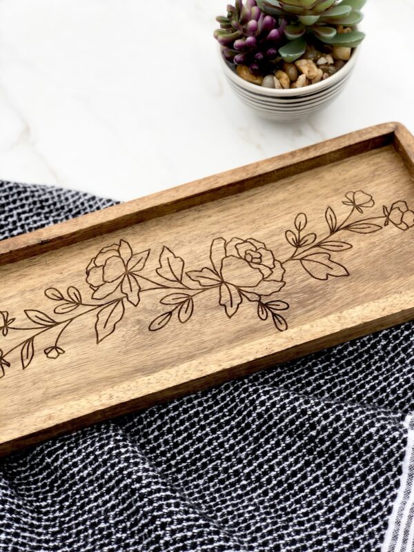 Floral Wooden Tray - Image 6