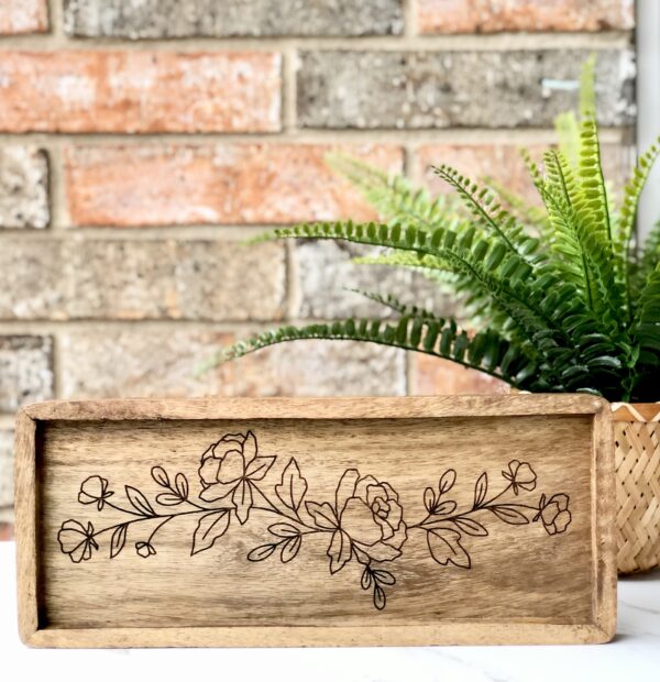 Floral Wooden Tray - Image 4