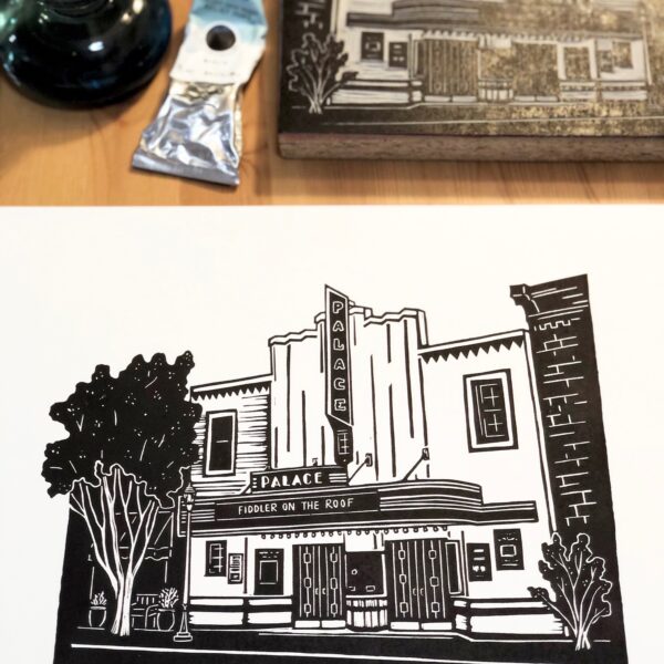 Georgetown Palace Theatre - Hand Carved Linocut Print