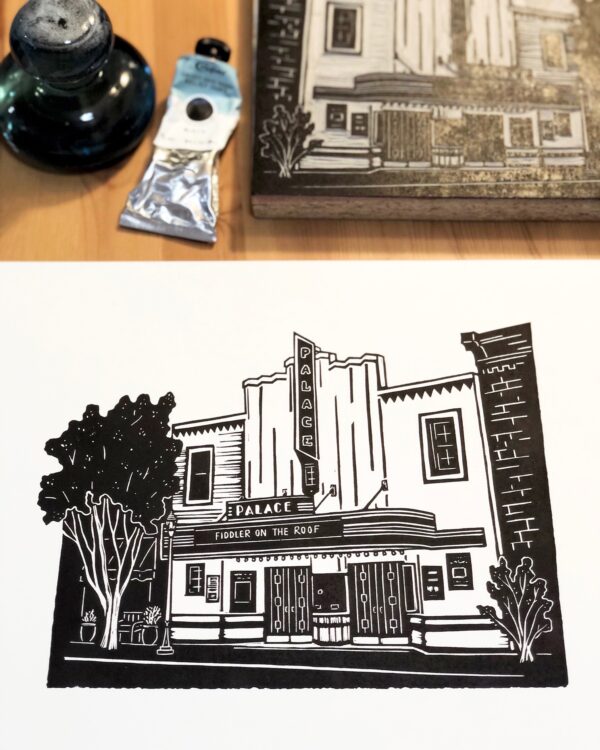 Georgetown Palace Theatre - Hand Carved Linocut Print
