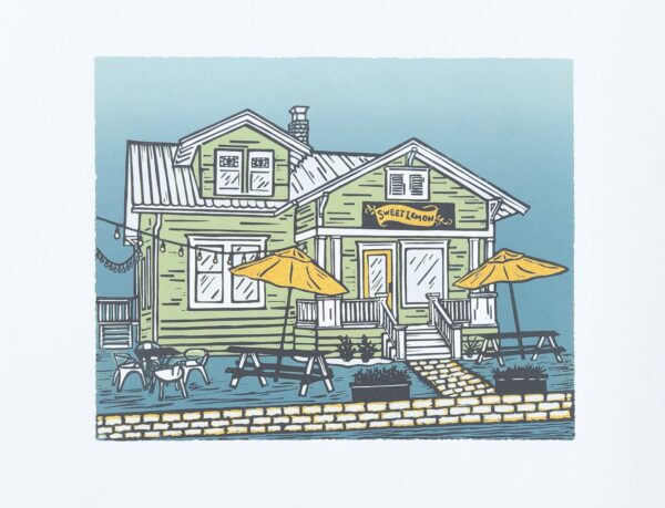 Sweet Lemon Kitchen - Hand Carved Linocut Print