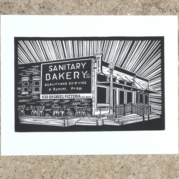 600 Degrees Georgetown - Hand Carved Linocut Print