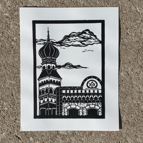 701 S Main - Hand Carved Linocut Print