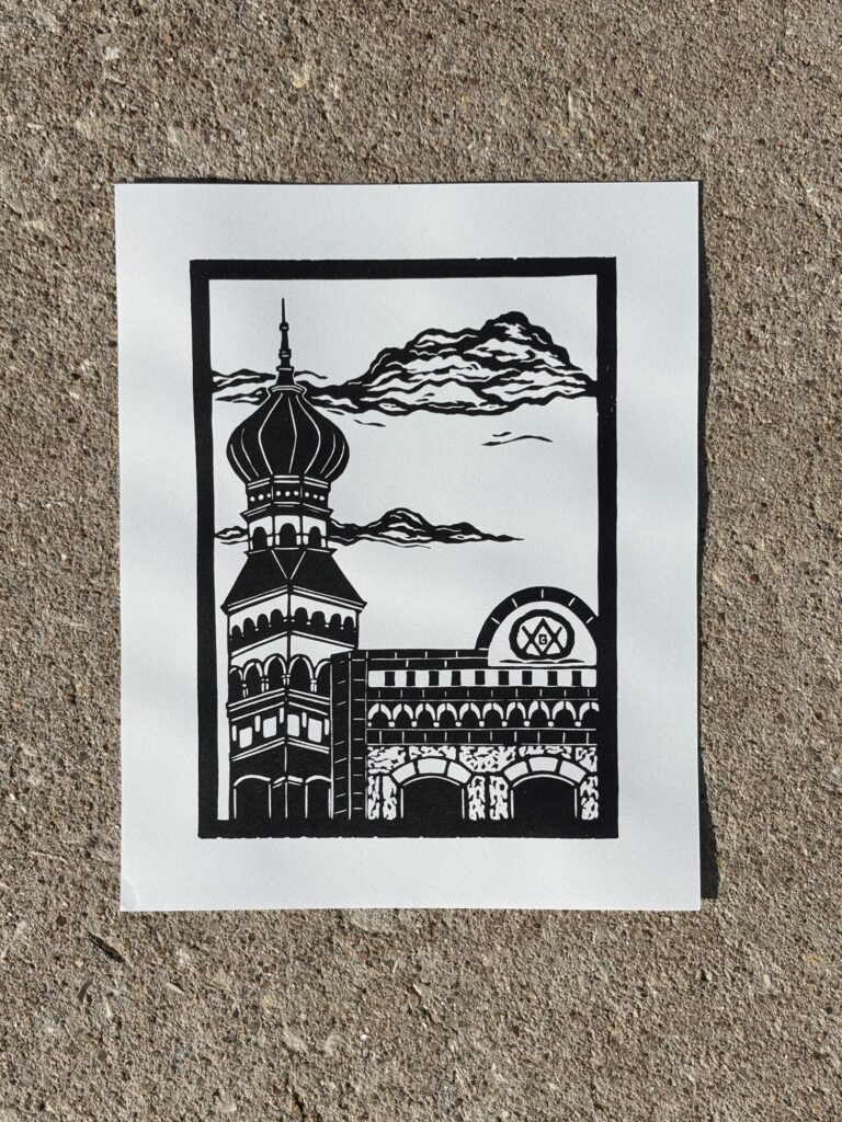 701 S Main - Hand Carved Linocut Print