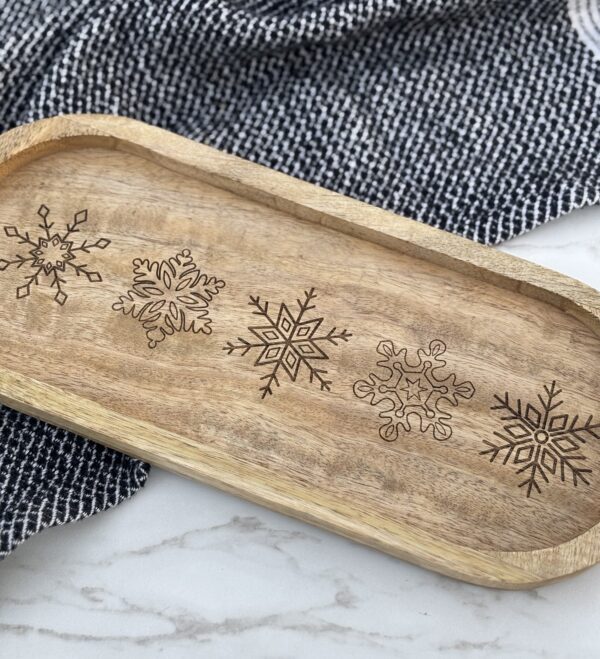 Snowflakes Wooden Tray
