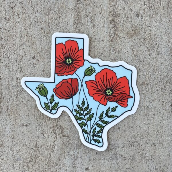 Extra Large - Red Poppy Texas Sticker