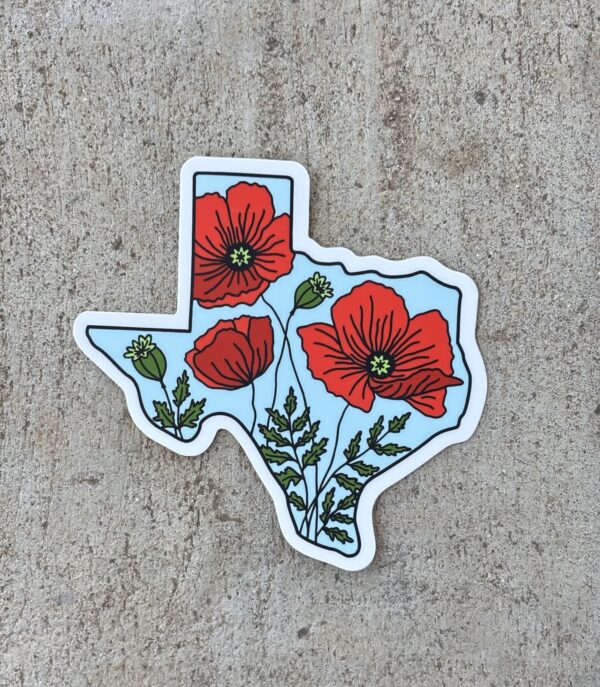 Extra Large - Red Poppy Texas Sticker