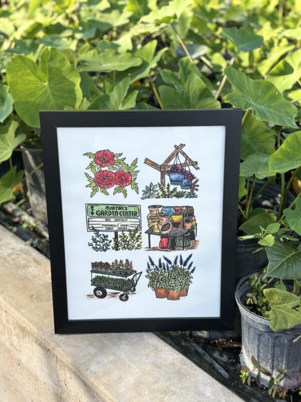 McIntire's Garden Center - Hand Carved Linocut Print