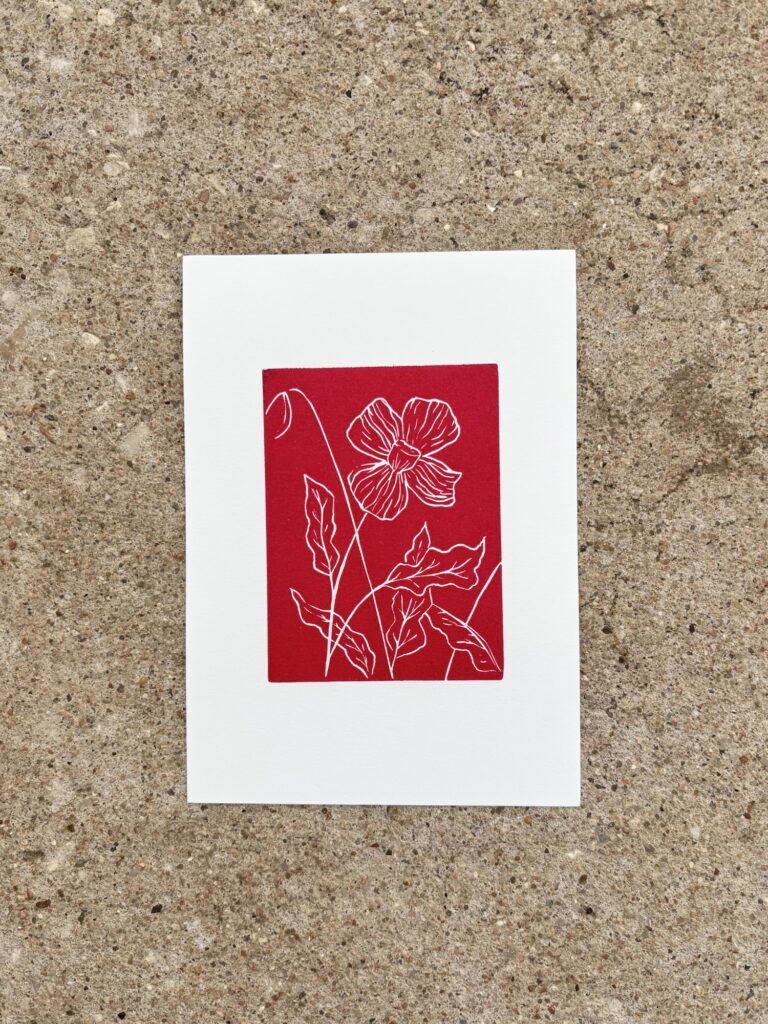 Poppy II - Hand Carved Linocut Print